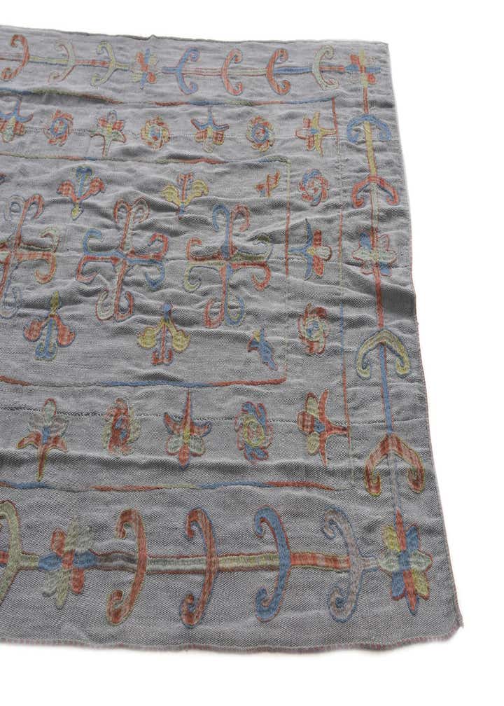 4' 9 x 6' 7 Hand Woven Kilim Suzani Wool Rug