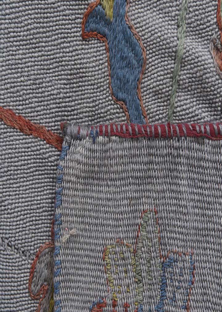 4' 9 x 6' 7 Hand Woven Kilim Suzani Wool Rug