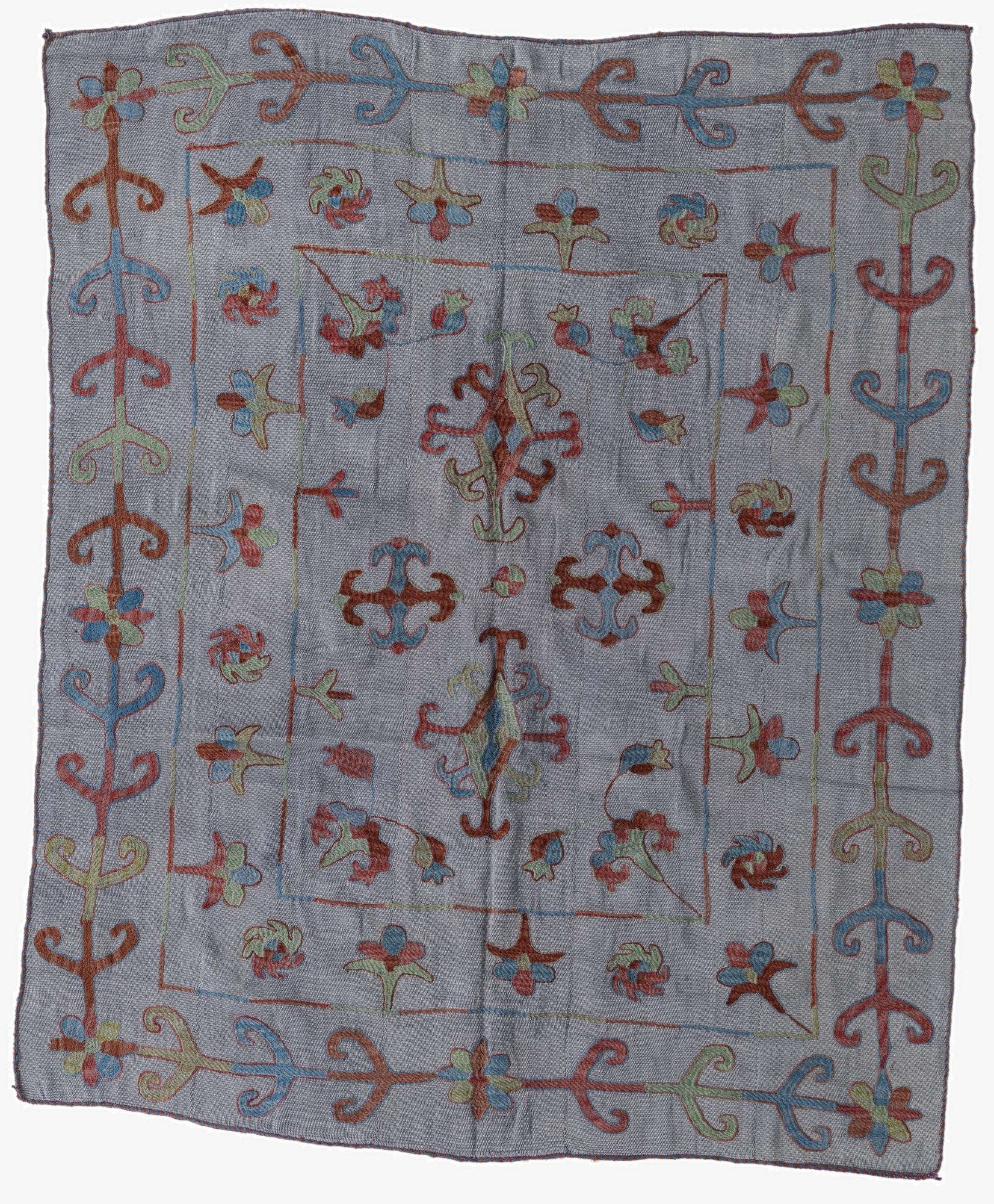 5' 5 x 6' 6  Hand Woven Kilim Suzani Wool Rug