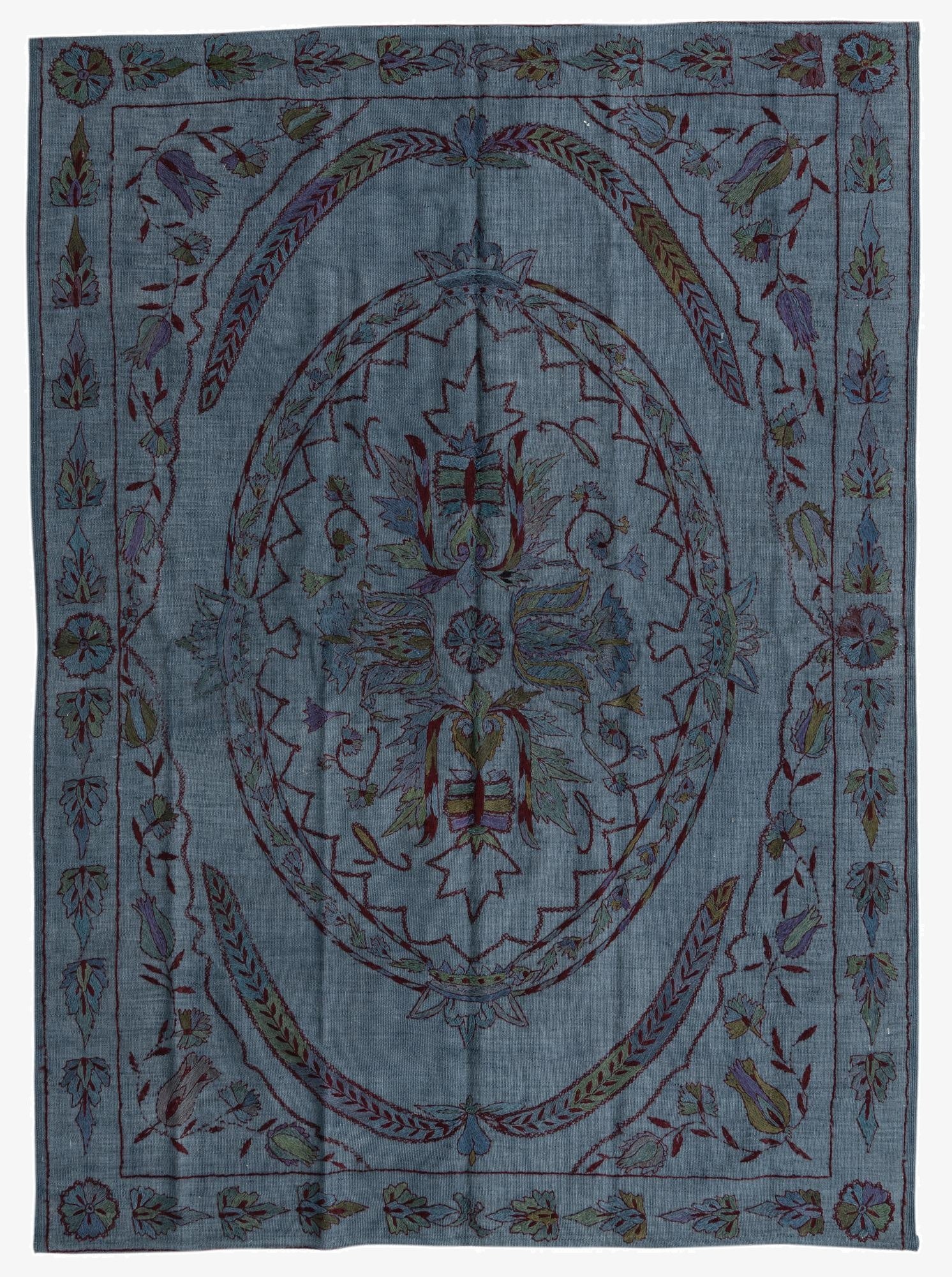 5' 6 x 7' 8  Hand Woven Kilim Suzani Wool Rug