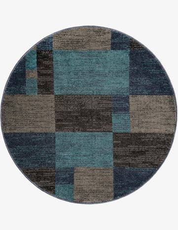Blue Gray Equinox Round Rug