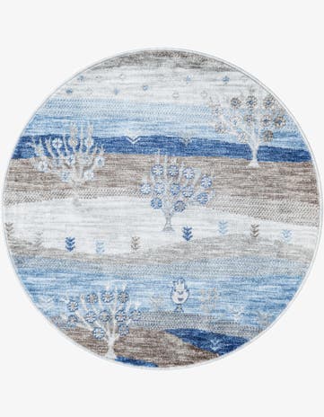 Blue Gray Gabbeh Round Rug