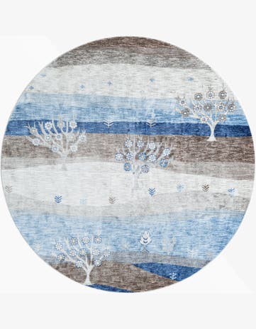 Blue Gray Gabbeh Round Rug