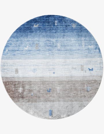 Blue Gray Gabbeh Round Rug