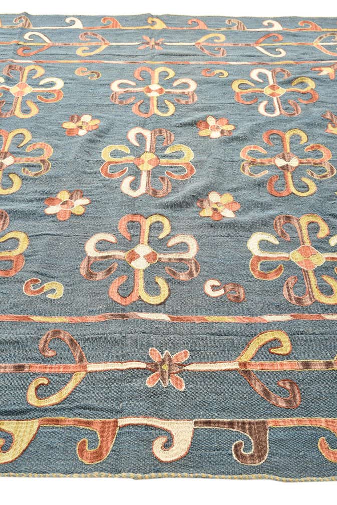 6' 5 x 6' 5 Hand Woven Kilim Suzani Wool Square Rug