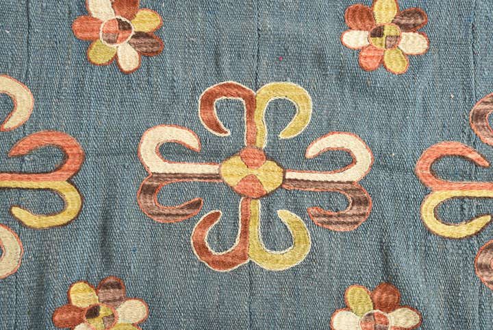 6' 5 x 6' 5 Hand Woven Kilim Suzani Wool Square Rug