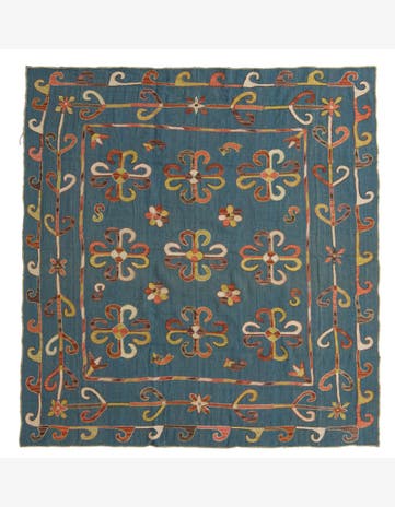 6' 5 x 6' 5 Hand Woven Kilim Suzani Wool Square Rug