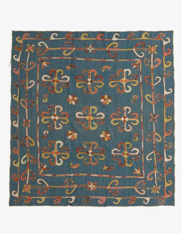 6' 5 x 6' 5 Hand Woven Kilim Suzani Wool Square Rug