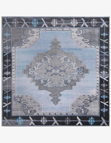 Blue Gray Timeless Square Rug