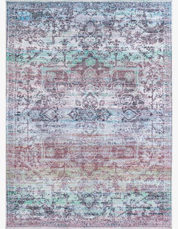 Blue Green Washable Francesca Rug