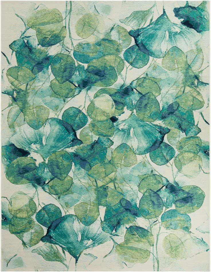 Detail image of 9' x 12' Easy-Clean Botanical Indoor / Outdoor Rug