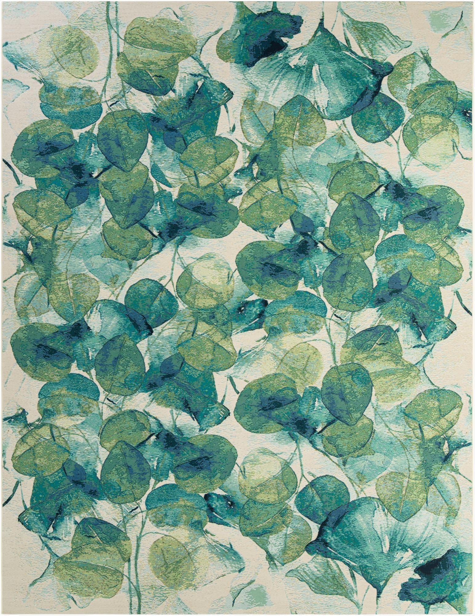 Primary image 10' x 13'  Washable Botanical Indoor / Outdoor Rug