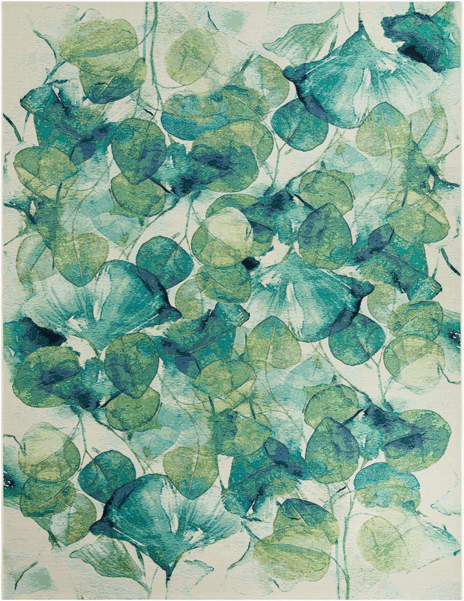 Primary image 9' x 12'  Washable Botanical Indoor / Outdoor Rug