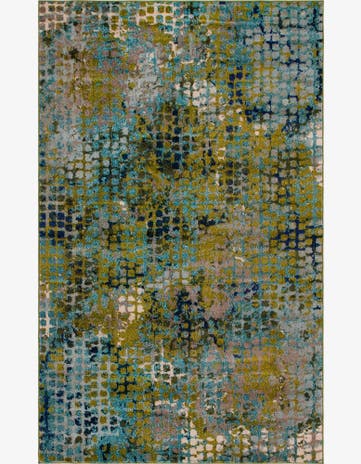 Blue Green Washable Spectrum Rug