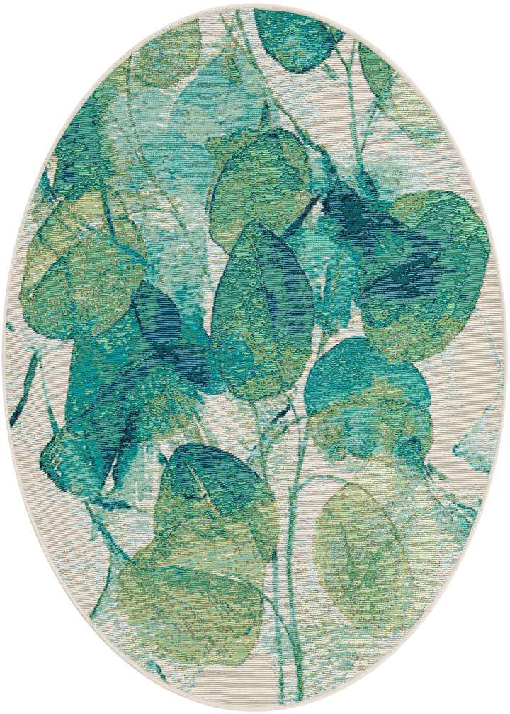 4' x 4' Easy-Clean Botanical Indoor / Outdoor Round Rug