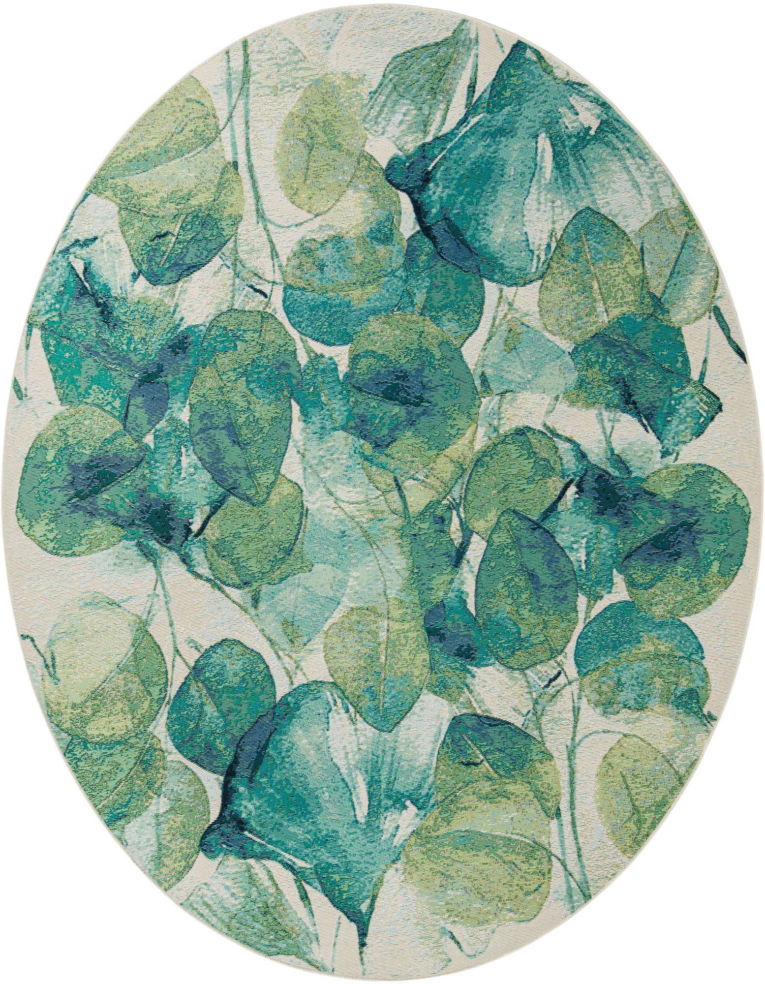 7' 10 x 7' 10 Easy-Clean Botanical Indoor / Outdoor Round Rug