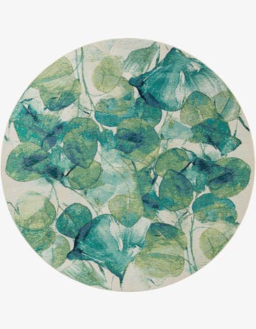 7' 10 x 7' 10 Easy-Clean Botanical Indoor / Outdoor Round Rug