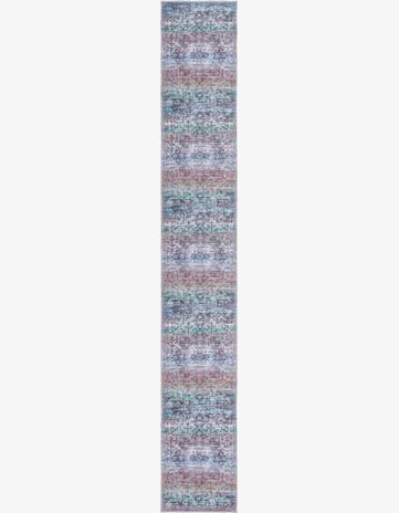 Blue Green Washable Renaissance Runner Rug