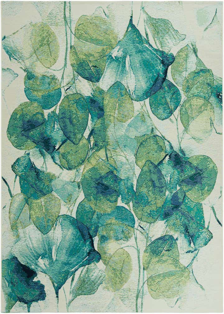 7' 10 x 7' 10 Easy-Clean Botanical Indoor / Outdoor Square Rug