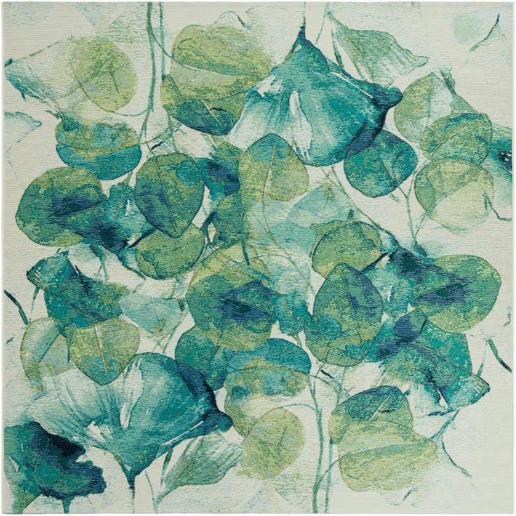 Detail image of 7' 10 x 7' 10 Easy-Clean Botanical Indoor / Outdoor Square Rug