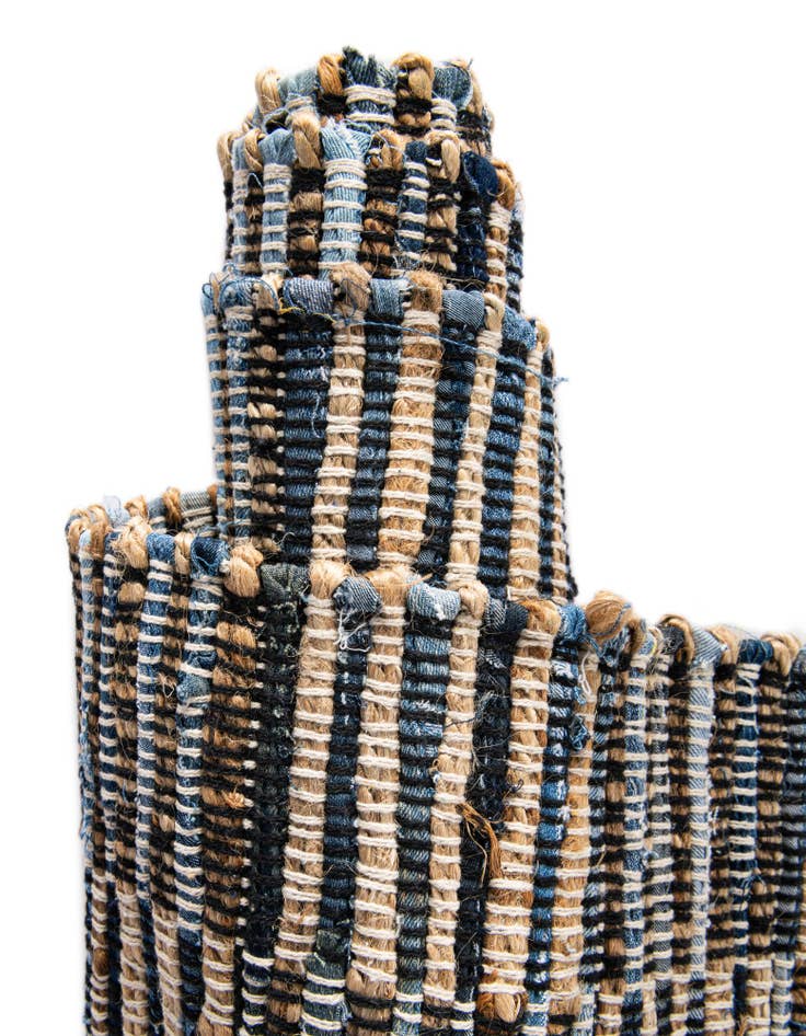 Detail image of 2' 2 x 3' 7 Hand Woven Chindi Jute Hearth Rug