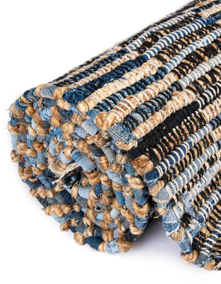 Detail image of 2' 2 x 3' 7 Hand Woven Chindi Jute Hearth Rug