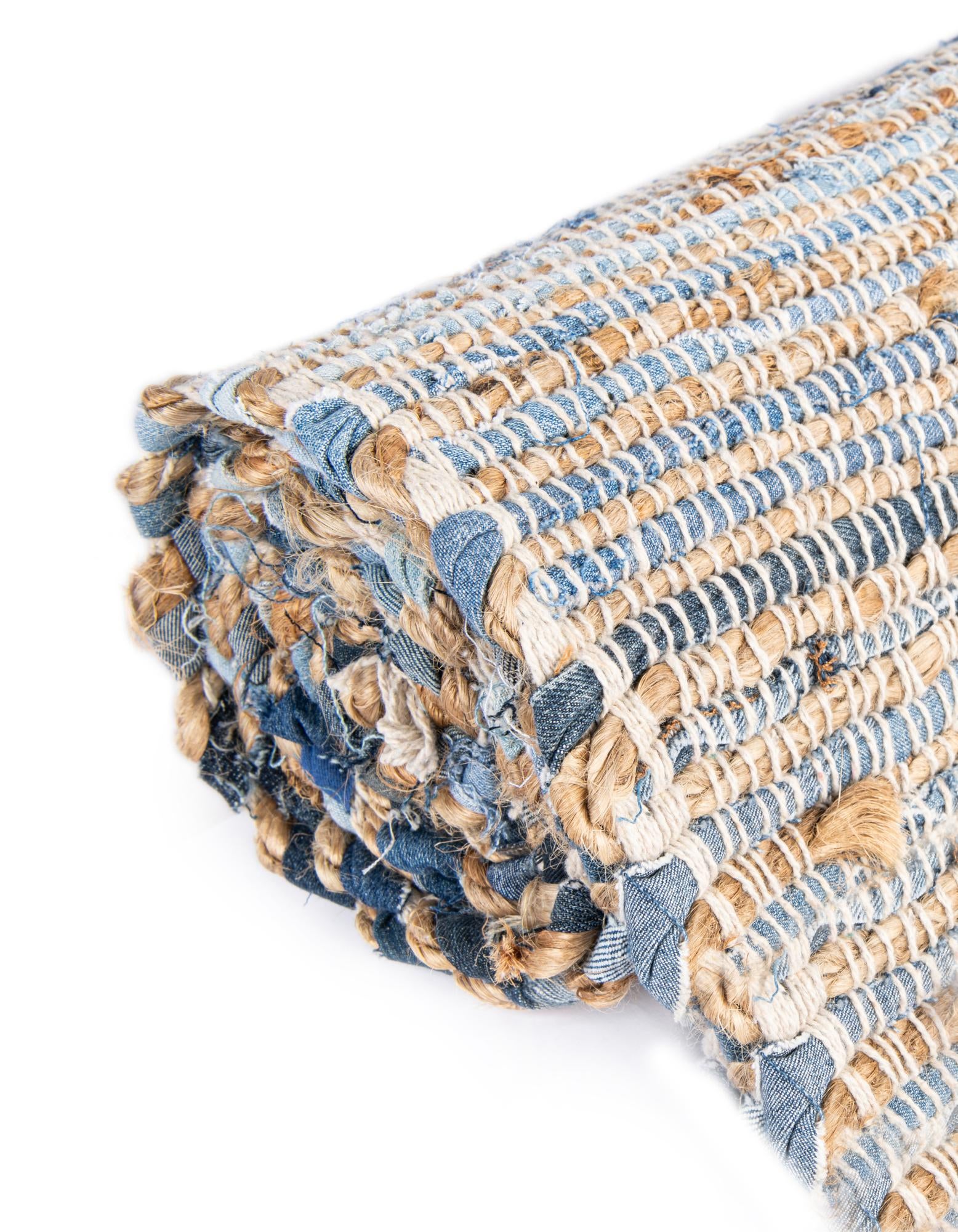 2' 2 x 3' 7 Hand Woven Chindi Jute Hearth Rug