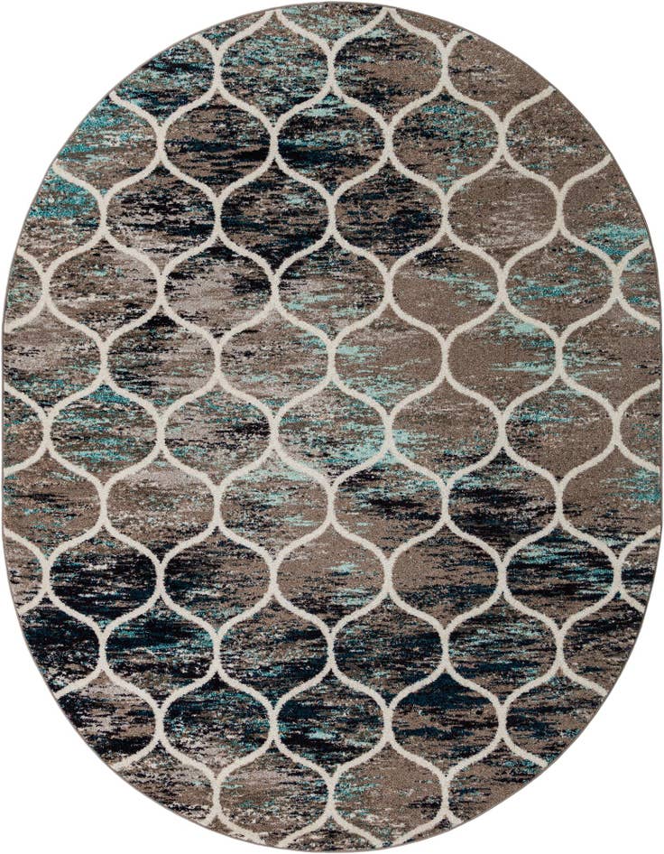 Detail image of 7' 10 x 10' Lattice Frieze Oval Rug