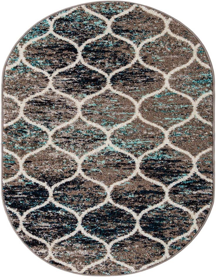 Detail image of 3' x 5' 3 Lattice Frieze Oval Rug