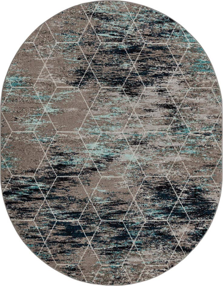 Detail image of 7' 10 x 10' Lattice Frieze Oval Rug