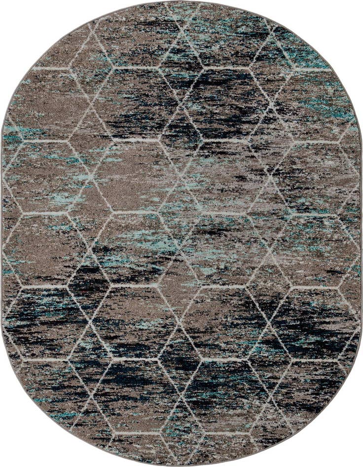 Detail image of 5' 3 x 8' Lattice Frieze Oval Rug