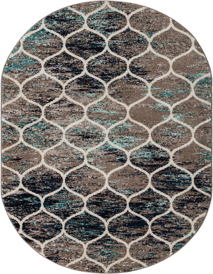 Detail image of 5' 3 x 8' Trellis Frieze Oval Rug