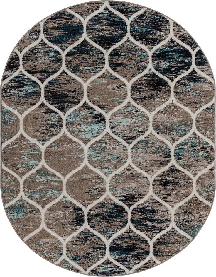 Detail image of 6' x 9' Trellis Frieze Oval Rug
