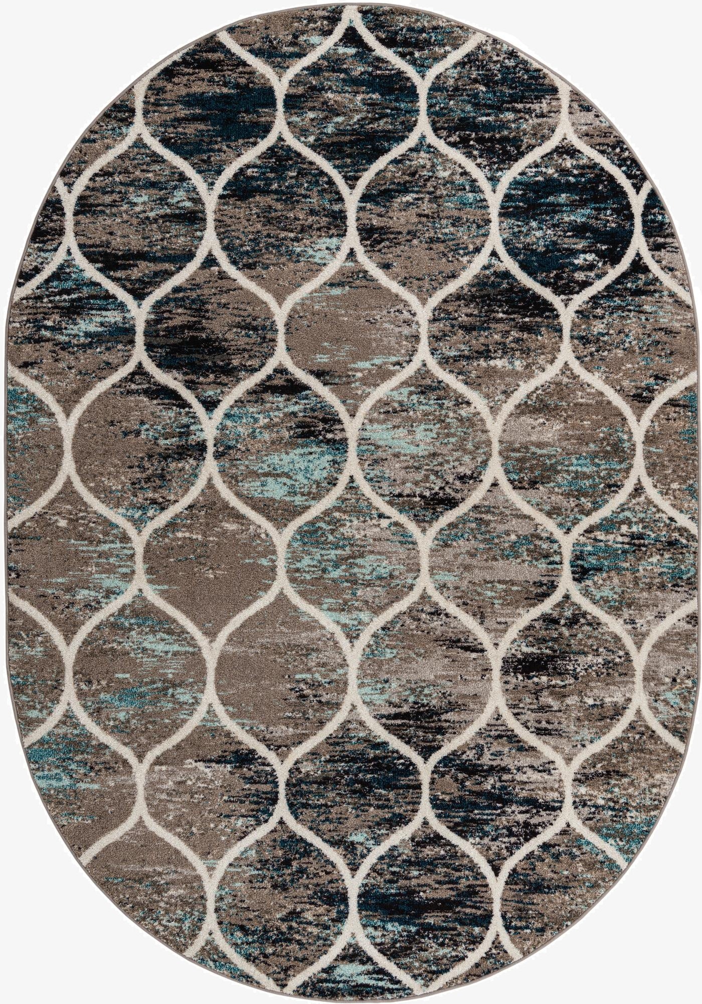 7' x 10' Trellis Frieze Oval Rug