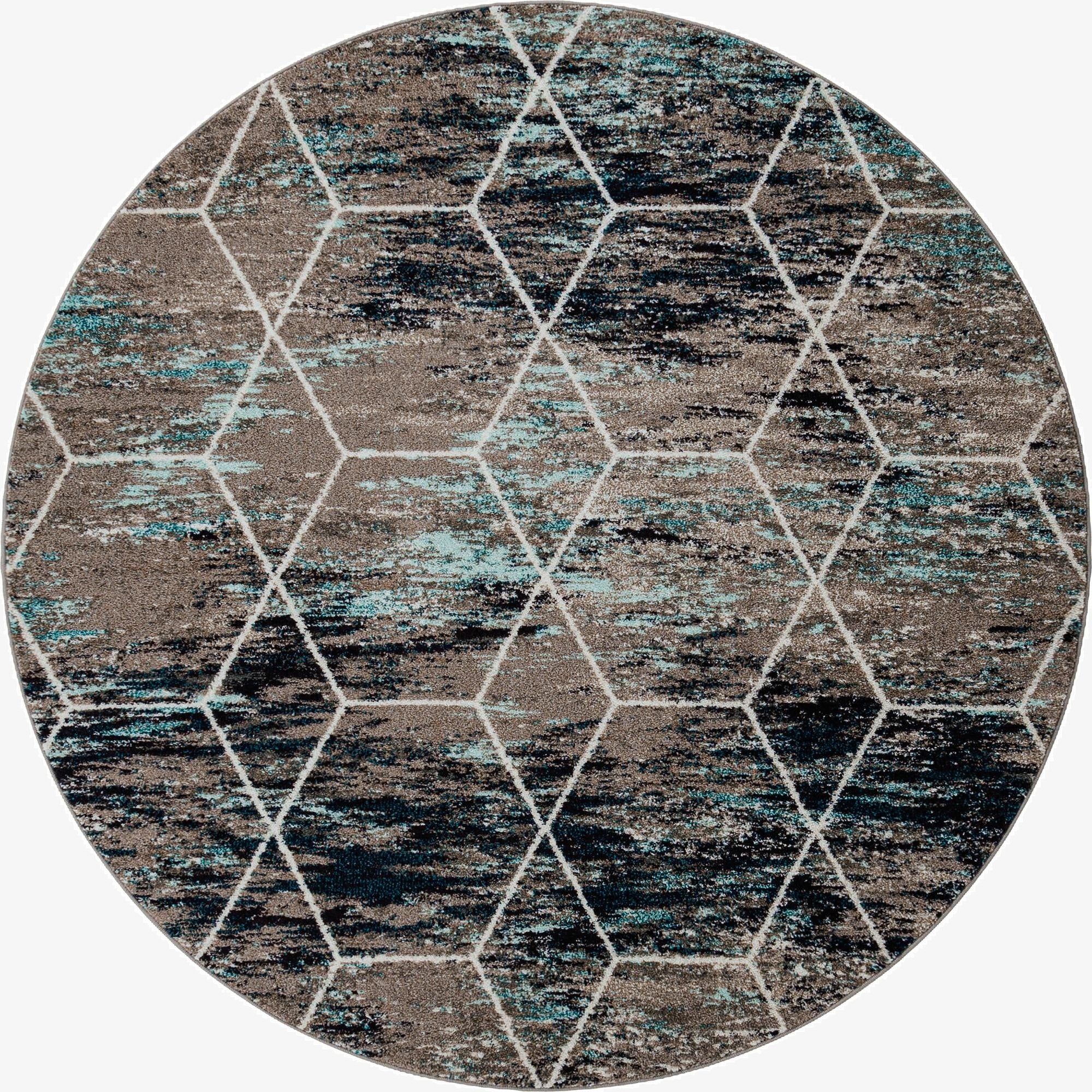 7' x 7' Trellis Frieze Round Rug