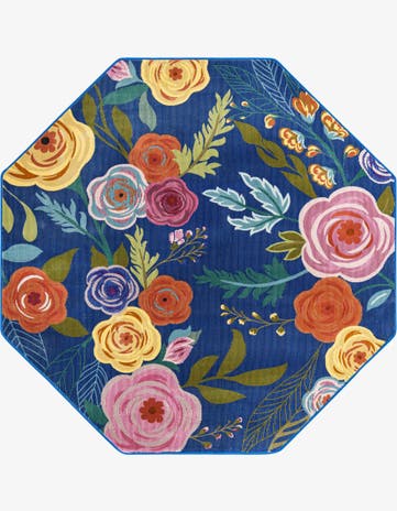 Blue Blossom Octagon Rug