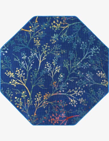 Blue Blossom Octagon Rug