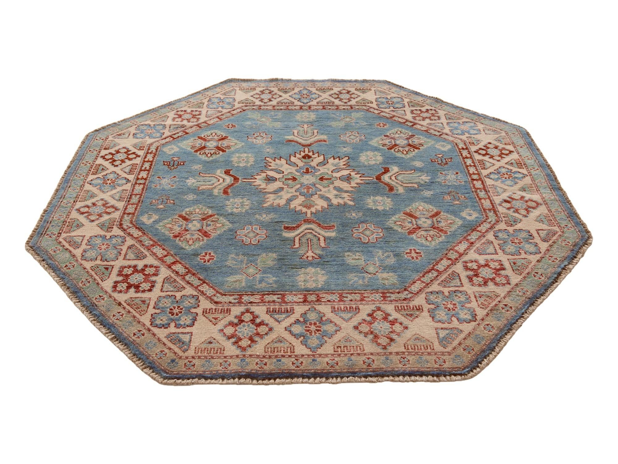 5' x 5' 2 Hand Knotted Kazak Octagon Rug