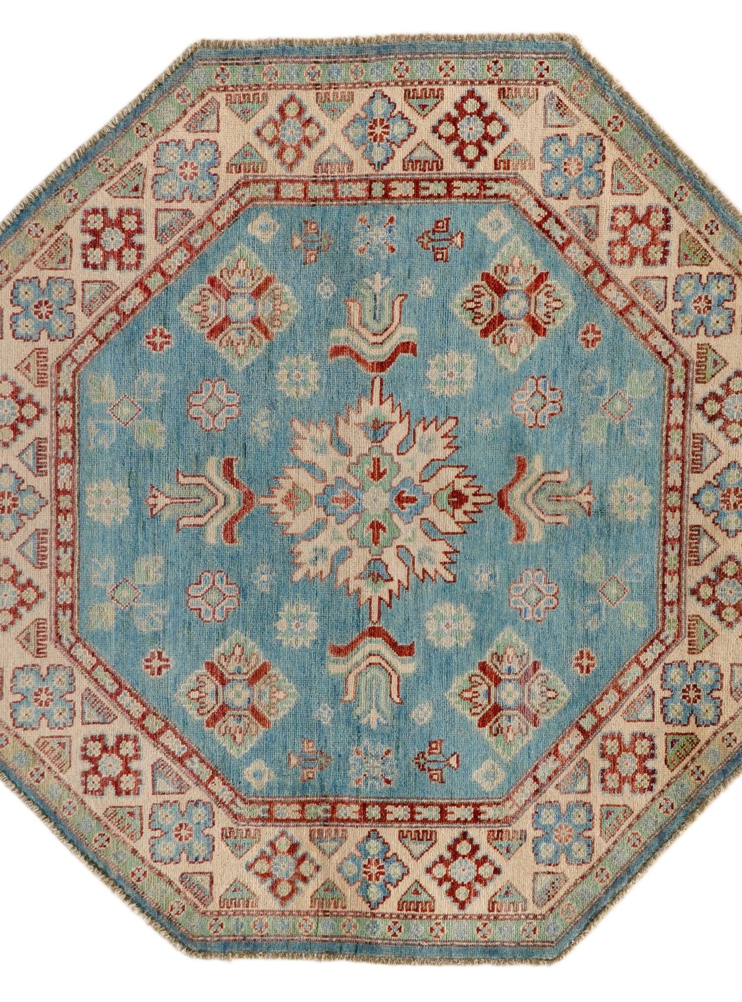 5' x 5' 2 Hand Knotted Kazak Octagon Rug