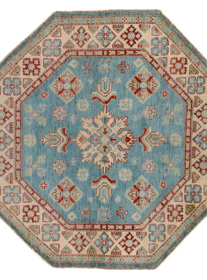 5' x 5' 2 Hand Knotted Kazak Octagon Rug
