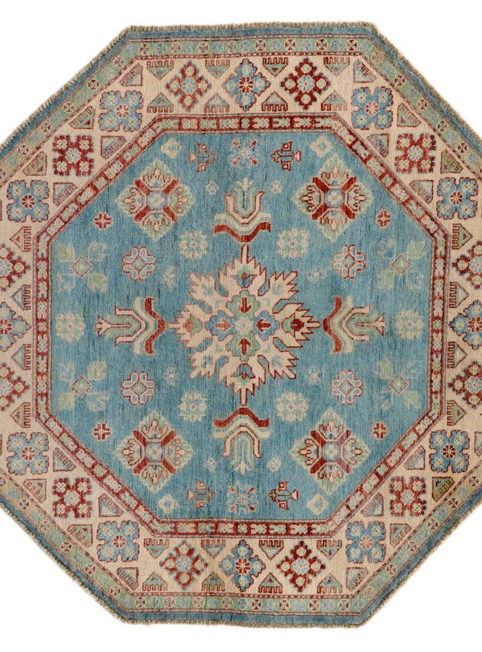 Detail image of 5' x 5' 2 Hand Knotted Kazak Octagon Rug
