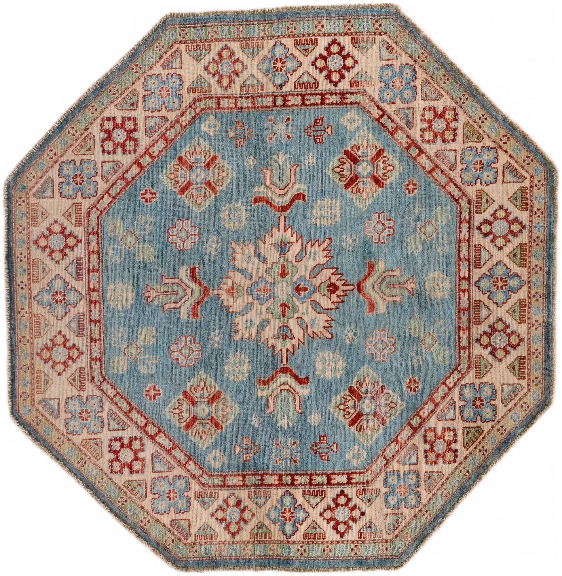 5' x 5' 2 Hand Knotted Kazak Octagon Rug