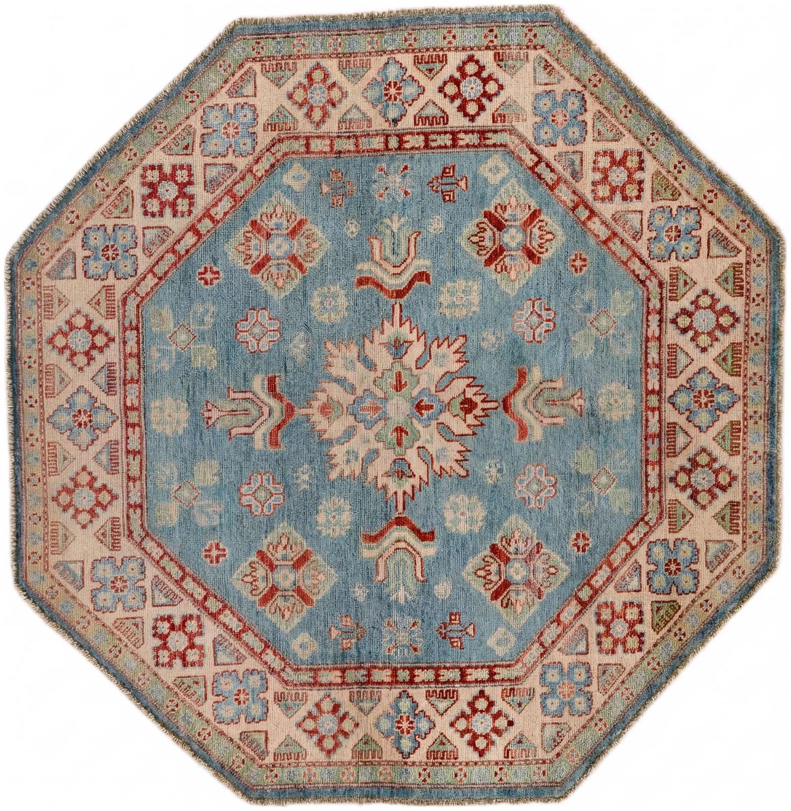 5' x 5' 2 Hand Knotted Kazak Octagon Rug