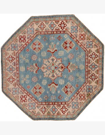5' x 5' 2 Hand Knotted Kazak Octagon Rug