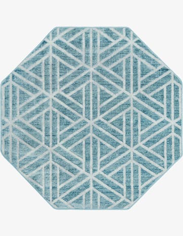 Blue Lattice Trellis Octagon Rug