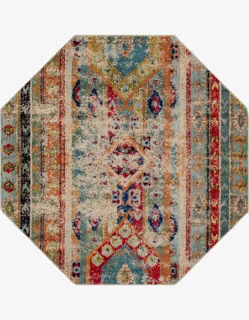 Blue Washable Mesa Octagon Rug