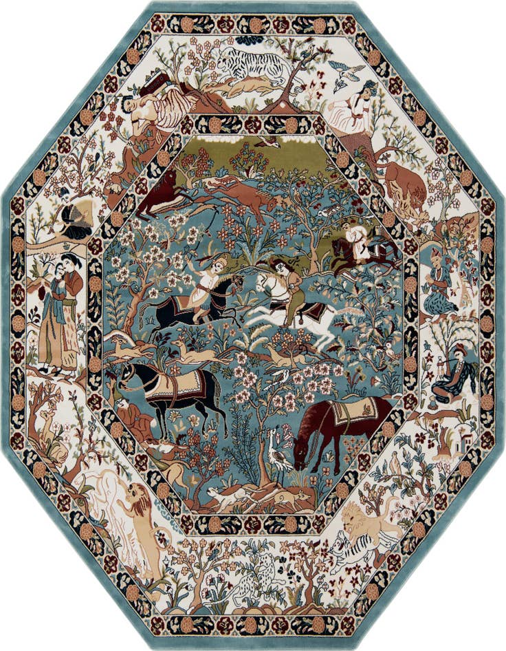 Detail image of 7' 10 x 7' 10 Nain Design Octagon Rug