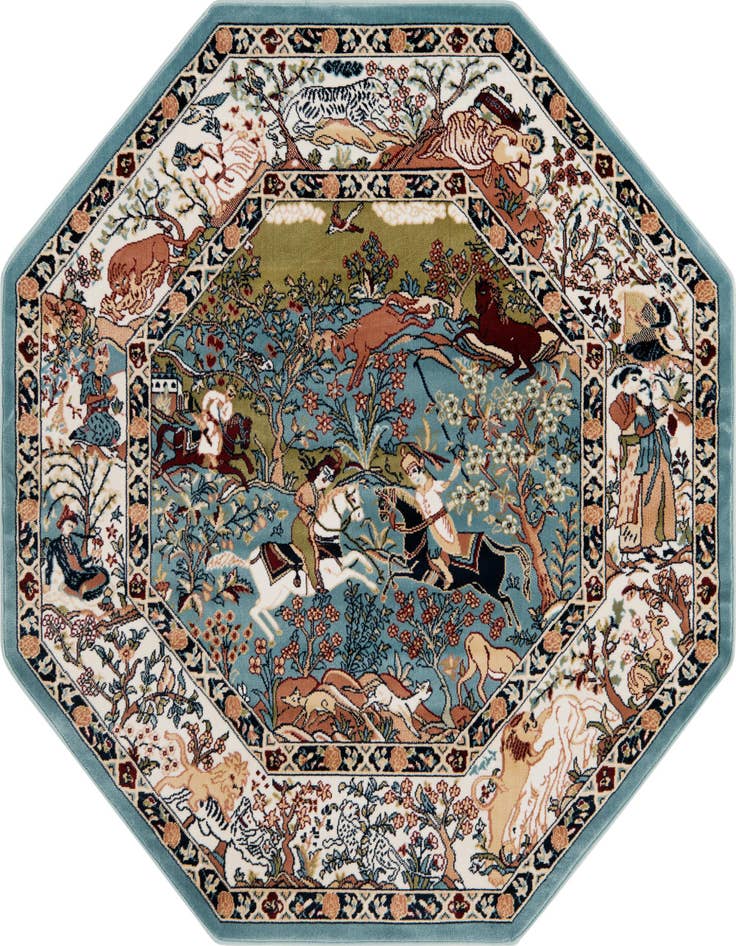 Detail image of 5' 3 x 5' 3 Nain Design Octagon Rug