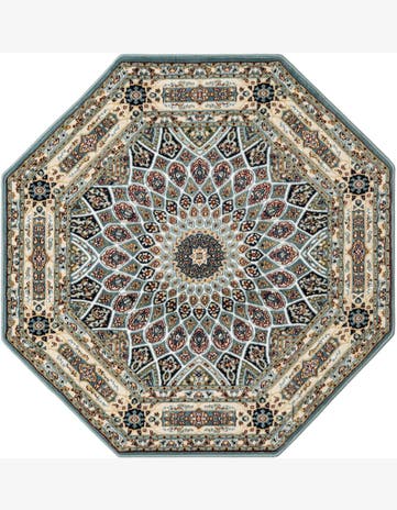 Blue Nain Design Octagon Rug