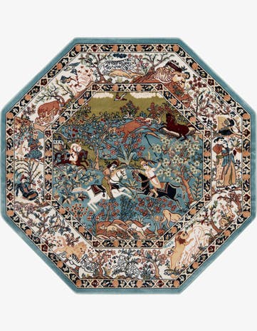 Blue Nain Design Octagon Rug